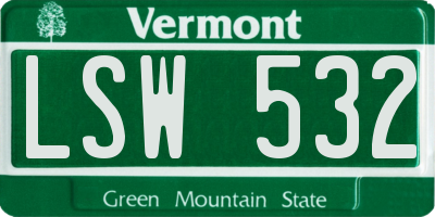 VT license plate LSW532