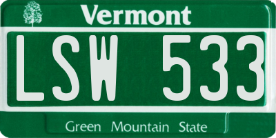 VT license plate LSW533