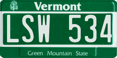 VT license plate LSW534