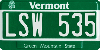 VT license plate LSW535