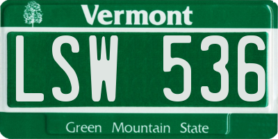 VT license plate LSW536