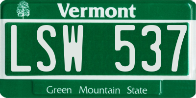 VT license plate LSW537