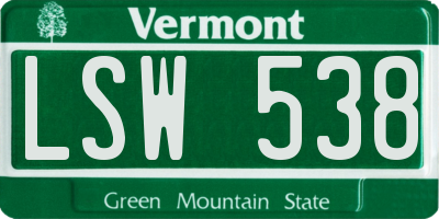VT license plate LSW538