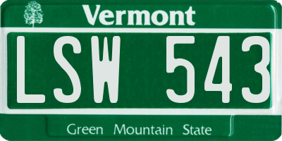 VT license plate LSW543