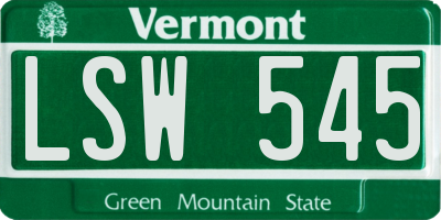 VT license plate LSW545