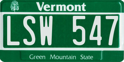 VT license plate LSW547
