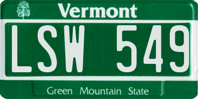 VT license plate LSW549