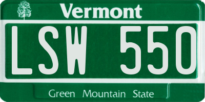 VT license plate LSW550