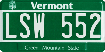 VT license plate LSW552