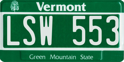 VT license plate LSW553