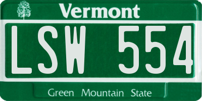 VT license plate LSW554
