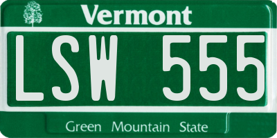 VT license plate LSW555