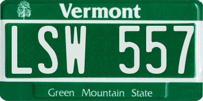 VT license plate LSW557