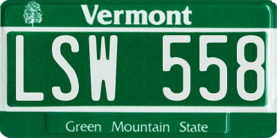 VT license plate LSW558