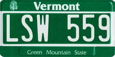 VT license plate LSW559