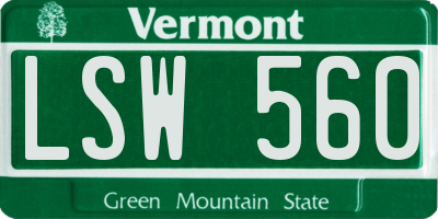 VT license plate LSW560