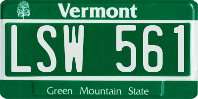 VT license plate LSW561