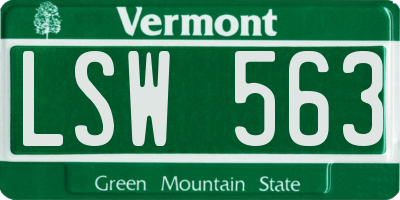 VT license plate LSW563