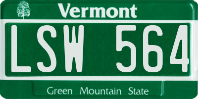 VT license plate LSW564