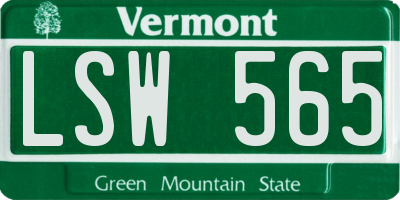VT license plate LSW565