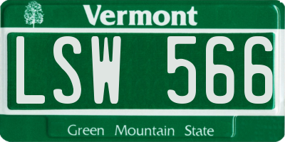 VT license plate LSW566