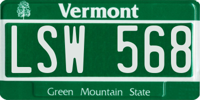 VT license plate LSW568
