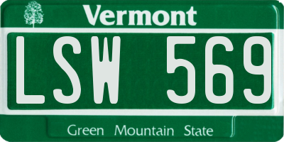 VT license plate LSW569