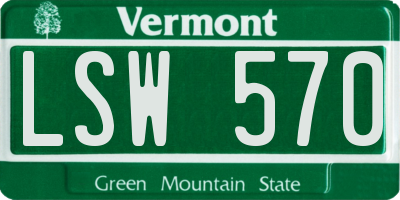 VT license plate LSW570