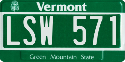 VT license plate LSW571