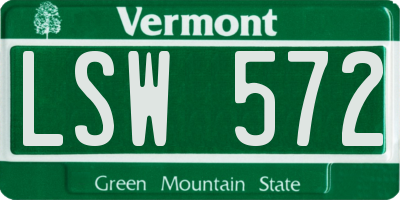 VT license plate LSW572