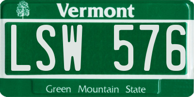 VT license plate LSW576
