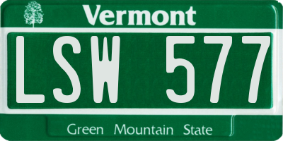 VT license plate LSW577