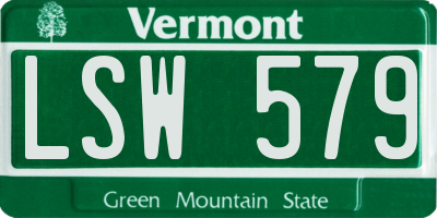 VT license plate LSW579