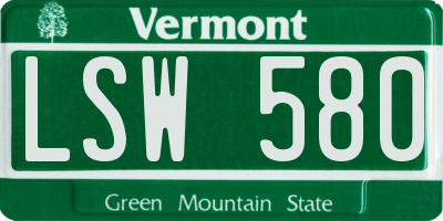 VT license plate LSW580