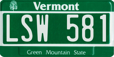 VT license plate LSW581