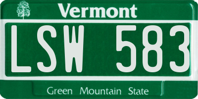 VT license plate LSW583