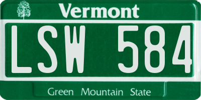 VT license plate LSW584