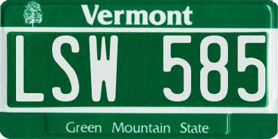 VT license plate LSW585