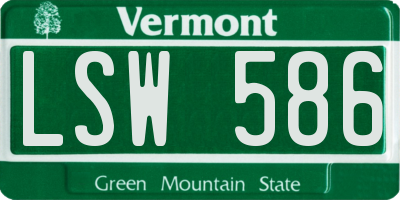 VT license plate LSW586