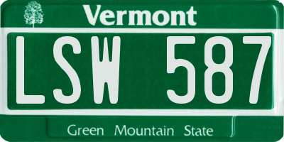 VT license plate LSW587