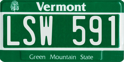 VT license plate LSW591