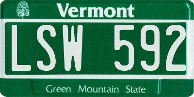 VT license plate LSW592