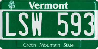 VT license plate LSW593
