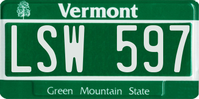 VT license plate LSW597