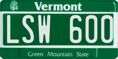 VT license plate LSW600
