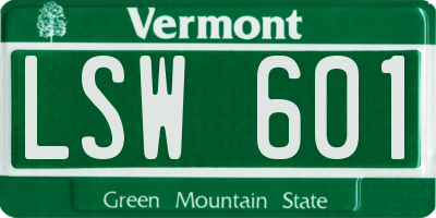 VT license plate LSW601