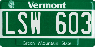 VT license plate LSW603