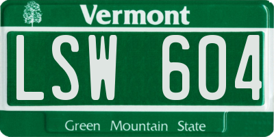 VT license plate LSW604