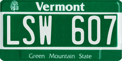 VT license plate LSW607