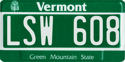 VT license plate LSW608